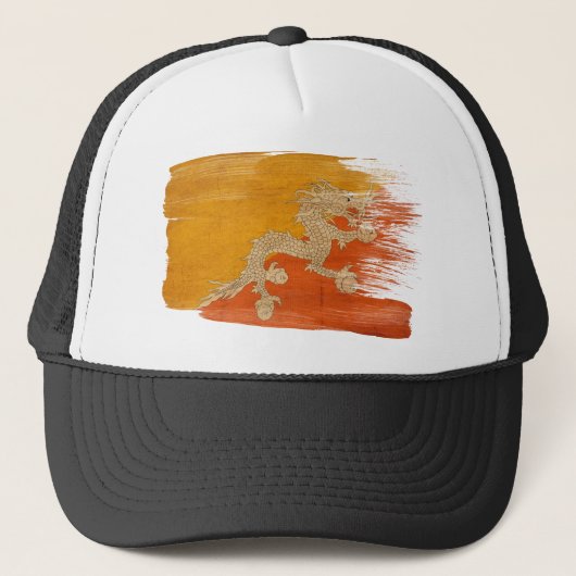 Bhutan Flag Trucker Hat Trucker Pet (Voorkant)