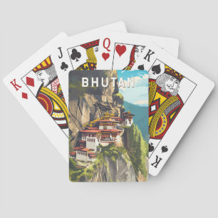 Bhutan Illustration Travel Art Vintage Pokerkaarten