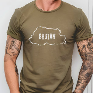 Bhutan Landkaart Shirt Bhutanese Outline T-shirt