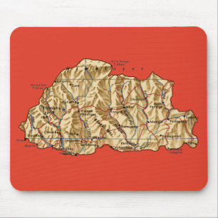 Bhutan Map Mousepad Muismat