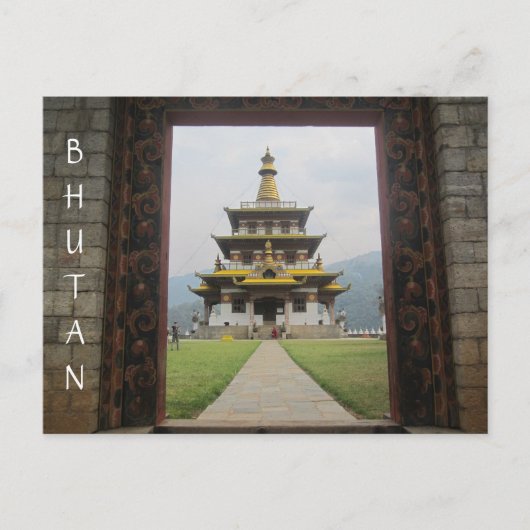 bhutan tempeldeur briefkaart (Voorkant)