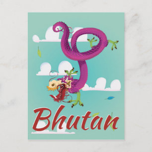Bhutan vintage reisposter briefkaart