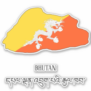 Bhutan Vlag Charmante Patriottische Kaart Sticker