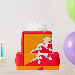 Bhutan vlag ontwerp met witte draak cadeaupapier