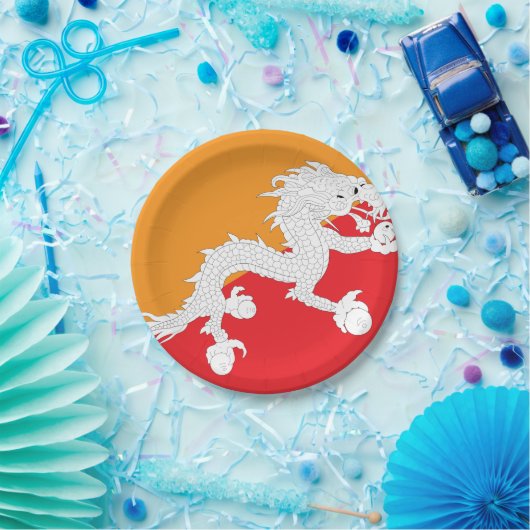 Bhutan vlag ontwerp met witte draak papieren bordje (Feest)