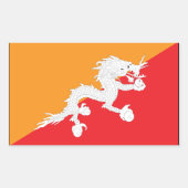 Bhutan vlag ontwerp met witte draak rechthoekige sticker (Voorkant)