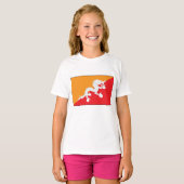 Bhutan vlag ontwerp met witte draak t-shirt (Voorkant volledig)
