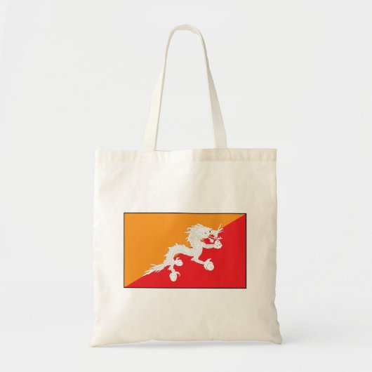 Bhutan vlag ontwerp met witte draak tote bag (Voorkant)