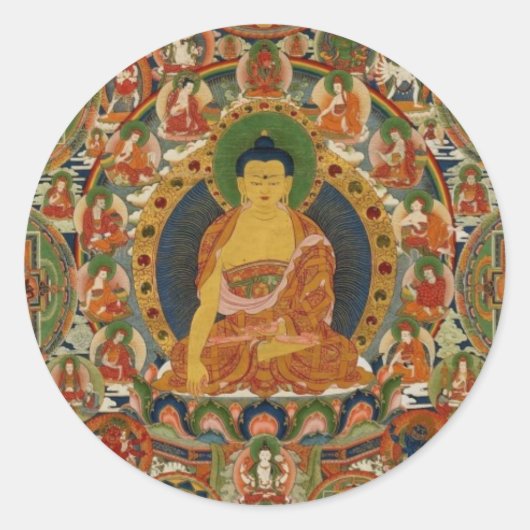 Bhutanese schilderde complete mandala ronde sticker (Voorkant)