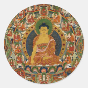 Bhutanese schilderde complete mandala ronde sticker