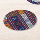 Bhutanese textielstof ronde kartonnen onderzetter (Gebogen)