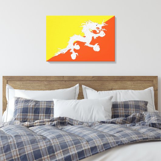 Bhutanese vlag (Bhutan) (Thunder Dragon) Canvas Afdruk (Insitu (Slaapkamer))