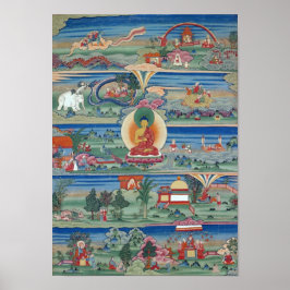 Bhutanesschilderd thanka van de Jataka Tales Poster