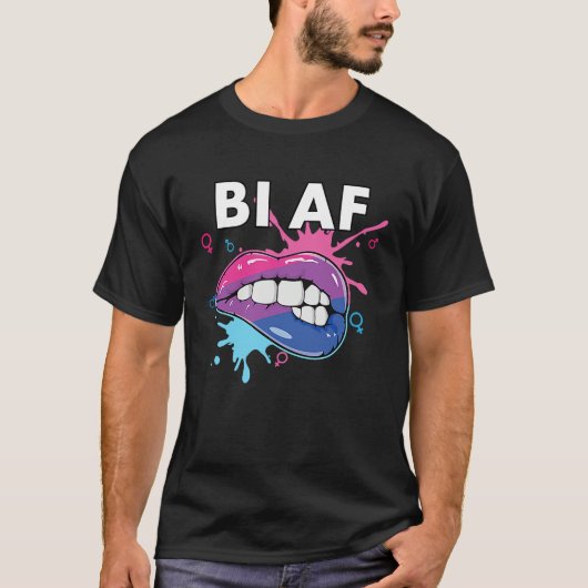 Bi AF Bisexual Rainbow Pride March Bisexuality LGB T-shirt (Voorkant)