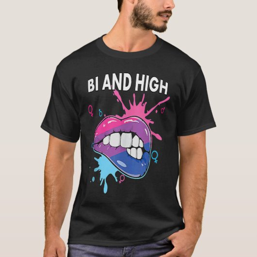 Bi And High Bisexual Rainbow Pride March Bisexuali T-shirt (Voorkant)