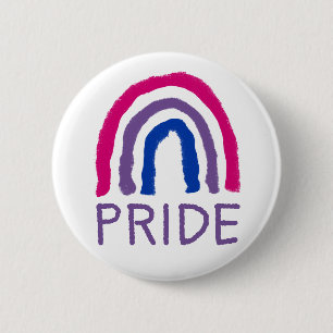 Bi Bisexual Pride Painted Crayon Rainbow Ronde Button 5,7 Cm