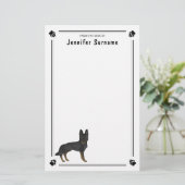 Bi-Black Duitse herder GSD hond met aangepaste tek Briefpapier (Staand voorkant)