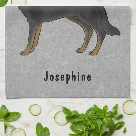 Bi-Black Duitse herder hond en aangepaste naam gri Theedoek (Gevouwen)