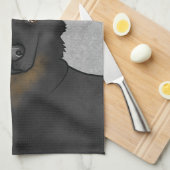 Bi-Black Duitse Herder Hond Hoofd En Naam Grijs Theedoek (Quarter Fold)