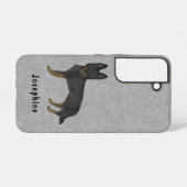 Bi-Black Duitse herder Schattige hond op grijs en Samsung Galaxy Hoesje (Achterkant horizontaal)