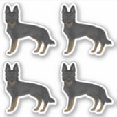 Bi-Black Duitse herder Schattigee Cartoon Design D Sticker (Voorkant)