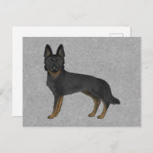 Bi-Black Duitse herder Schattigee Cartoon GSD Dog Briefkaart (Voorkant / Achterkant)