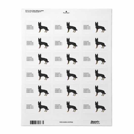 Bi-Black Duitse herder Schattigee hond en aangepas Etiket (Full Sheet)