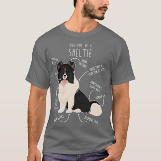 Bi Black Sheltie Shetland Sheepdog Anatomie T-shirt