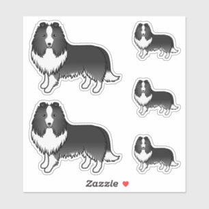 Bi-Black Shetland Sheepdog Sheltie Cartoon Dogs Sticker