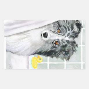 Bi Blue Sheltie Bath Rechthoekige Sticker