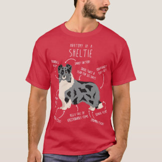 Bi Blue Sheltie Shetland Sheepdog-anatomie T-shirt