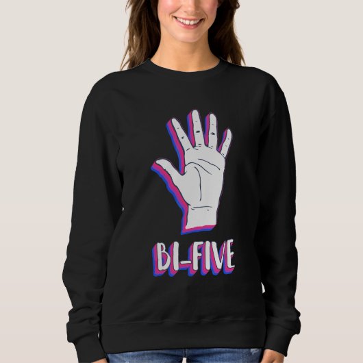 Bi Five Biseksuele Hand Pride Vlag Lgbtq Retro Vin Trui (Voorkant)