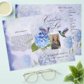 Bi-Fold Blue Hydrangeas Funeral Programme Flyer (Voorkant /achterkant)