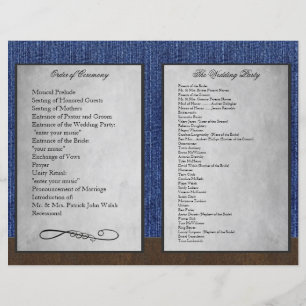 Bi Fold Denim Western Mariage Cérémonie Programmes