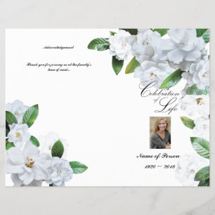 Bi-Fold Funeral Programme - White Gardenias Flyer
