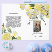 Bi-Fold Gele Rozen Vlinder Uitvaartprogramma Flyer (Enkel)