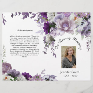 Bi-Fold Lavender Flowers Funeral Programme Flyer