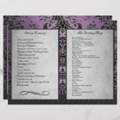 Bi Fold Paars Damask Wedding Ceremony Programma's (Voorkant / Achterkant)