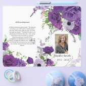 Bi-Fold Paarse Rozen Uitvaartprogramma Flyer (Enkel)