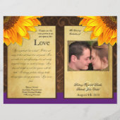 Bi Fold Purple Sunflower Mariage programmes de cér (Dos)