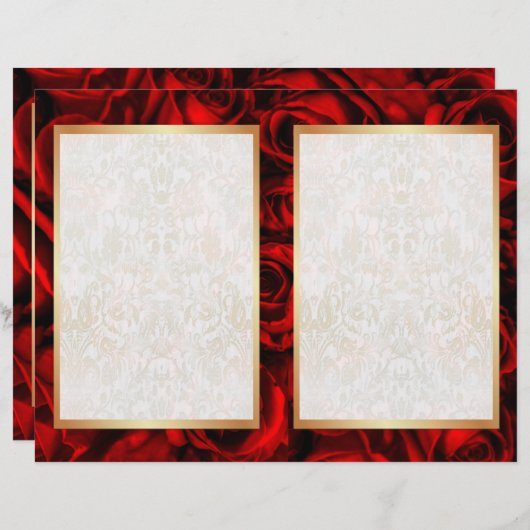 Bi-Fold Red Rose Floral Wedding Programme (Voorkant / Achterkant)