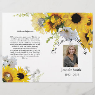 Bi-Fold Sunflower bees Funeral Programme Flyer