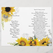 Bi-Fold Sunflower bees Funeral Programme Flyer (Achterkant)