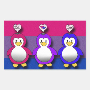 Bi Love Bi Pride Schattigee pinguïns Rechthoekige Sticker