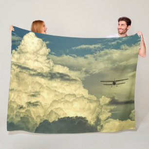 BI-PLANE in de WOLKEN Fleece Deken