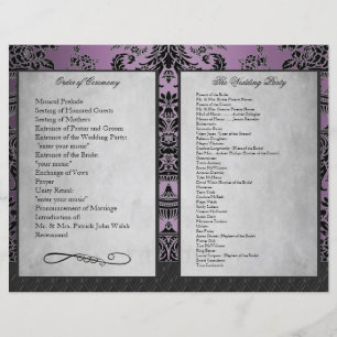 Bi Pold Purple Mariage damassé Cérémonie Programme