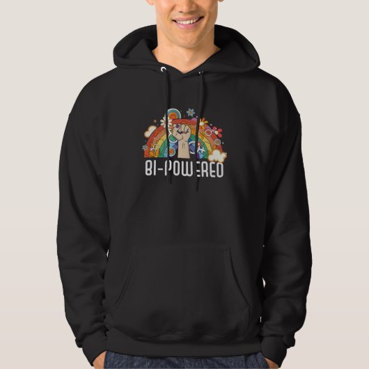 Bi Powered Bisexual Rainbow Pride March Bisexualit Hoodie (Voorkant)