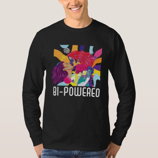 Bi Powered Bisexual Rainbow Pride March Bisexualit T-shirt (Voorkant)