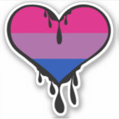 Bi Pride Dripping Heart Sticker (Voorkant)