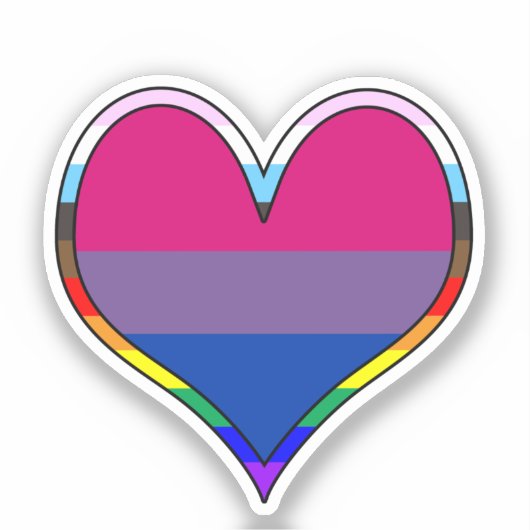 Bi Pride Sticker Coeur (Recto)